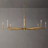 Lustre rond antique en laiton de 72/60/48/36 pouces pour grand salon, design italien, simple, rétro, en cuivre, grand lustre de luxe