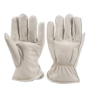 Heavy Duty Industrial Safety <b>Gloves</b> Cream Cow Grain <b>Leather</b> Palm Back Keystone Thumb <b>Fur</b> <b>Lined</b> Riggers Construction Cold - Product Image 1