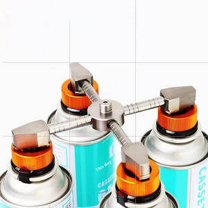 Konektor adaptor kompor, konverter tangki Gas, konektor pembakar, adaptor dengan 4 port untuk piknik BBQ berkemah di luar ruangan - Product Image 4