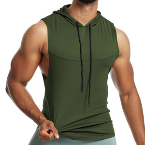 T-shirt de musculation sans manches en maille pour homme, personnalisé, pour la salle de sport, le fitness, débardeur d'entraînement à capuche - Product Image 3