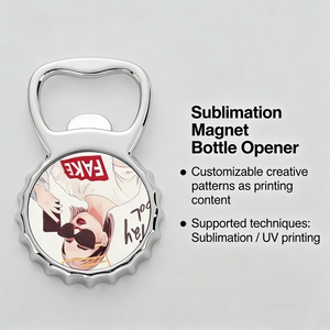 Logotipo personalizado imán de nevera llavero sublimación Metal en blanco imán de nevera abrebotellas llavero - Product Image 3