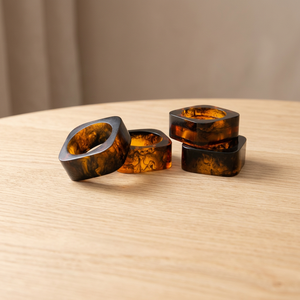 Dark Amber Resin <b>Napkin</b> <b>Rings</b> Handmade Artistic Modern Table Decor for Luxury Dining and Parties Unique Craft India 4.5cm - Product Image 1