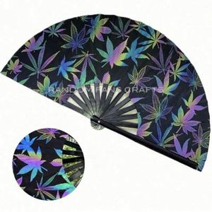 High Quality Reflective Nylon Folding <b>Handheld</b> <b>Fan</b> Portable Painted Music Style Promotional Wholesale New Arrival Bamboo Crafts - Product Image 6
