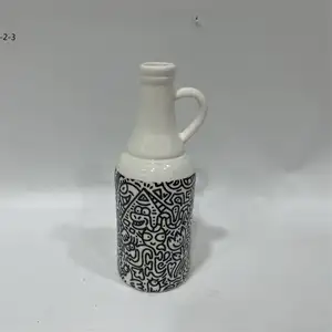 Vaso in ceramica con strisce bianche e nere per l'arredamento della casa vasi in ceramica e porcellane nuovo regalo creativo