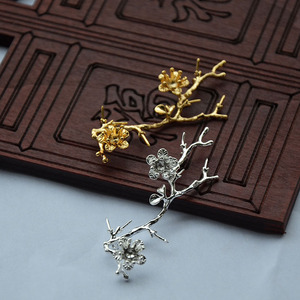 Épingle à cheveux style antique en forme de branche d'arbre et de fleur, 28*60MM, plaqué or et argent, accessoires faits main pour DIY, fourchettes à cheveux de mariage - Product Image 4