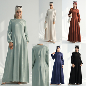 Loriya misto lino musulmano <span class=keywords><strong>Abaya</strong></span> abiti da donna tinta unita Ramadan EID Jalabiya Dubai Kaftan Abayas islamico <span class=keywords><strong>arabo</strong></span> abito lungo Maxi - Product Image 2