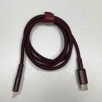 Câble de données USB C - USB C en aluminium tressé rouge cerise de 1 m, câble de charge rapide 60 W pour iPhone 18 Pro Max