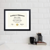 Cadre de diplôme noir personnalisé OEM ODM, lot de 6, 8,5x11 avec passe-partout, logo laser, marque privée pour les marques de bureaux et d'écoles