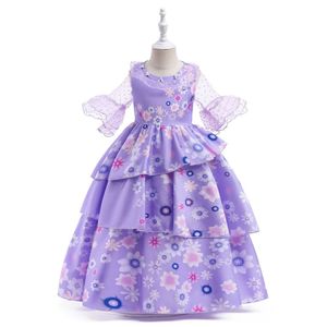 Ragazza di alta qualità abito da sposa in pizzo rosso elegante principessa ragazza abiti da sera abiti da fiori per ragazze di 10 anni - Product Image 3