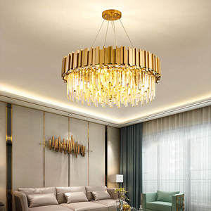 Suspension Suspendue Salon Interrupteur Contrôle moderne luxe k9 cristal or lustres plafond luxe - Product Image 4