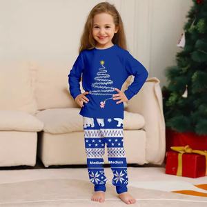 Ensemble de pyjamas imprimés de noël bleu tissu tricoté <span class=keywords><strong>famille</strong></span> correspondant tenues pour maman moi enfants taille élastique y compris papa chien - Product Image 5