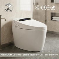 WC intelligent automatique avec affichage LED, monobloc en céramique, bidet intégré, siphon en S, chauffant inclus