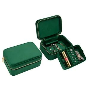 Wholesale Mini Portable Travel Organizer Box With Velvet Jewelry Tray Display