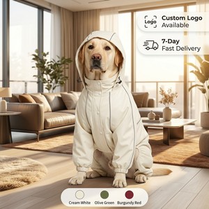 Waterproof Large Dog Winter Windbreaker <strong>Jacket</strong> Four Leg Reflective Warm Pet Coat Hood Polyester Snowsuit Machine Washable - Product Image 2