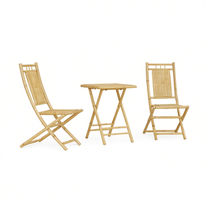 Set Bistrot Pieghevole in Bambù Naturale per Arredamento da Giardino, 2 Posti, Stile Asiatico - Product Image 1