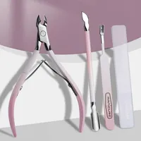 Kit de 4 ciseaux professionnels pour cuticules en acier inoxydable, coupe-ongles, pousse-cuticules, ciseaux pour peaux mortes, pinces pour manucure et pédicure