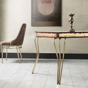 Silla de Comedor Moderna Marmaris Marrón, Asiento Tapizado, Patas de Acero Inoxidable, Muebles para el Hogar - Product Image 6