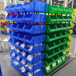plastic stackable small parts storage bin box stackable shelf bins