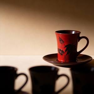 <span class=keywords><strong>Taza</strong></span> y Platillo de Gres Reactivo de Nuevo Diseño para Café/Té - Marca HARVIT, Estilo Zen Asiático, Regalos Empresariales - Product Image 3