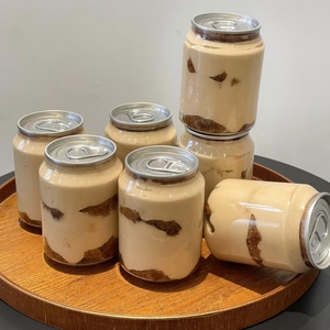 Boîte à gâteau en plastique avec anneau d'ouverture, 250 ml, 330 ml, fond plat, pots à dessert en PET, ouverture facile, joint en aluminium - Product Image 5