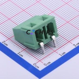 DB128R-7.5-2P-GN-S Screw Terminal Block Bent Lead Through Hole,P=7.5mm Connector 1x2P 7.5mm Green Right Angle Insert - Product Image 2