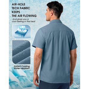 PFG <b>Men's</b> UPF 50+ Short Sleeve Hiking Fishing <b>Shirt</b> Quick Dry Cooling Sun Protection <b>Shirt</b> for Travel <b>Safari</b> - Product Image 2