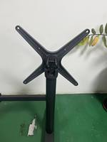Table d'extérieur à double pied avec base en métal et support croisé, hauteur 29'', en aluminium noir, pliable, pour restaurant commercial, ensemble table et chaise