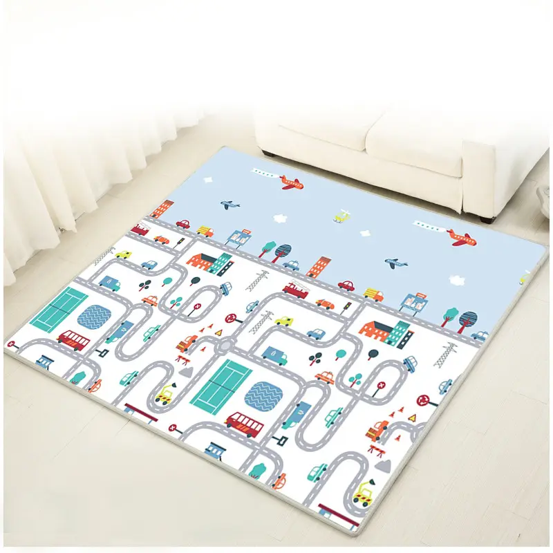 Eco Friendly Non-Toxic Large Soft Waterproof Folding Baby Crawl Play Mat Double Side Colorful Cartoon Foldable Baby Play Mat