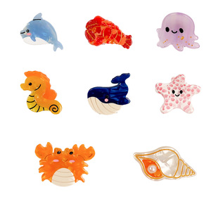 Mignon <span class=keywords><strong>organisme</strong></span> marin trompette petite acétate pince à cheveux Mini dessin animé mer Animal griffe pince à cheveux pour les femmes - Product Image 6