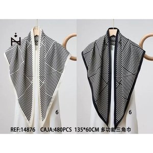 Sciarpa triangolare geometrica Nk 135x60 cm in cotone per donna e uomo, multifunzionale per tutte le stagioni - Product Image 3