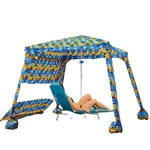 Пользовательский 6-футовый Премиум Холст Полосатый пляжный навес солнцезащитный укрытие портативный алюминиевый открытый квадратный пляжный зонтик крутая палатка Cabana