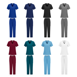 Women Hospital Uniform Scrub <b>Set</b> V-Neck Top And Pants Moisture Wicking Elastic Quick Drying Split <b>Set</b> For Nurses <b>Doctors</b> - Product Image 1