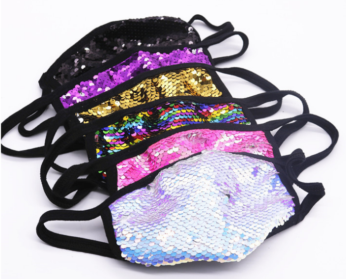 Новинка 2020 года, OEM, индивидуальный дизайн, модное хлопковое лицо для вечеринки, декоративное черное лицо с ртом и блестками, красочные блестки