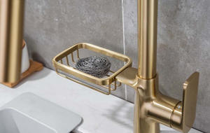 Robinet de cuisine à tirette en acier inoxydable avec porte-éponge Robinet d'évier de cuisine en or brossé Robinet d'<span class=keywords><strong>eau</strong></span> pour la cuisine - Product Image 3