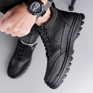 Bottes d'hiver en cuir véritable pour hommes, bottes de neige à bout rond, doublure en fourrure, semelle extérieure en caoutchouc antidérapante, semelle intermédiaire en EVA, mode outdoor - Product Image 4