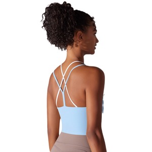 New rắn màu hỗ trợ nhanh chóng khô v-cổ Miếng đệm có thể tháo rời hai lớp chéo hai mặt Yoga - Product Image 5