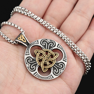 Yunnique-collar con colgante de acero inoxidable con nudo irlandés vikingo para hombre, diseño geométrico, joyería de regalo - Product Image 4