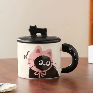 Taza de Cerámica con Tapa de Gato de Dibujos Animados, Taza de Café de Alta Calidad, Regalo para Niñas, Souvenir de Oficina, Cumpleaños, Graduación, Inauguración de Casa - Product Image 6