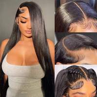 Cabello Humano Brasileño Natural Liso Largo para Peluca, Doble Trama, Virgen, HD Transparente, Frontal sin Pegamento, Venta al por Mayor