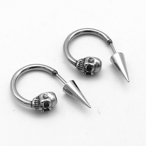 Pendientes de Acero Inoxidable Estilo Hiphop, Calavera Gótica, para Hombre, Color Negro Plateado, Joyería Punk, Pendientes de Moda para Hombre y Mujer - Product Image 6