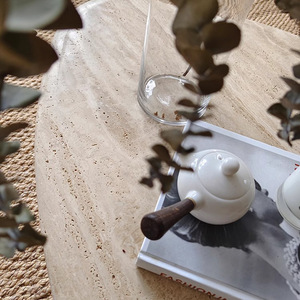 Hzx <span class=keywords><strong>2025</strong></span> thiết kế mới travertine đá tự nhiên slab cho hiện đại Vòng đá cẩm thạch đồ nội thất phòng khách - Product Image 3