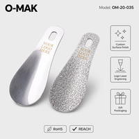Custong LOGO Chausse-pied compact unisexe en acier inoxydable 10 cm, finition argent miroir, motif martelé, trou de suspension, léger 21g, RoHS