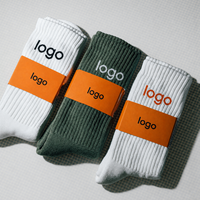 Chaussettes côtelées personnalisées avec logo, unisexe, mélange de coton, décontractées, pour le sport, emballage en bande de papier, vente en gros, chaussettes avec logo OEM