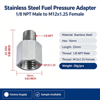 Composants usinés CNC OEM, raccord de conversion de filetage en acier inoxydable 1/8 NPT M12x1.25, adaptateur de conduite de carburant automobile