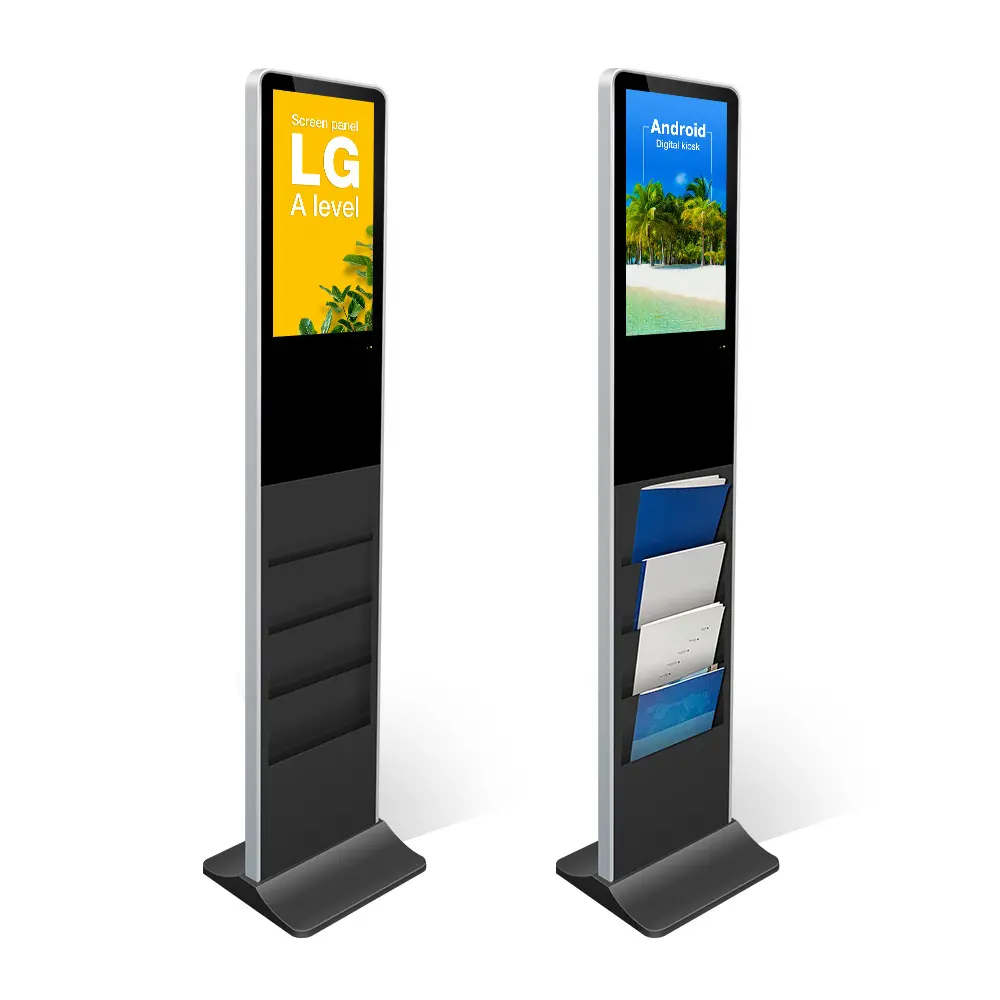 wholesale 21.5 inch android 4k book booth shelf digital kiosk player advertising brochure lcd magazine booth newspaper signage