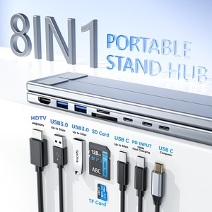 ラップトップ ドッキング ステーション スタンド、8 in 1 USB C ハブ HDTV ポータブル ラップトップ スタンド ウィット... - Product Image 2