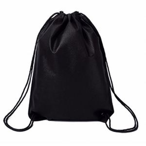 Sac de voyage noir en polyester non tissé, écologique, avec cordon de serrage, petit format, personnalisable avec logo, imperméable, prix usine, offre spéciale - Product Image 2
