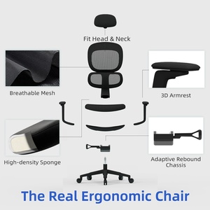 Chaise de bureau ergonomique moderne à dossier haut en maille pivotante pour dirigeant, cadre, personnel, avec fonction bascule - Product Image 4
