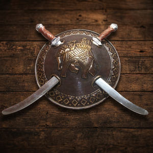 Oferta Especial: Set de Reloj Decorativo de Pared de Metal de Latón Chapado en Oro Pulido con Diseño de Espadas y Escudos de Feng Shui, Troquelado, para el Hogar - Product Image 2