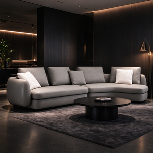 Sofá Curvo de 2 y 3 Plazas, Chaise Longue Seccional, Reposabrazos Redondeados Acolchados, Cojín de Respaldo Suelto, Perfil Bajo, Moderno, para Sala de Estar, Hotel, Villa - Product Image 2